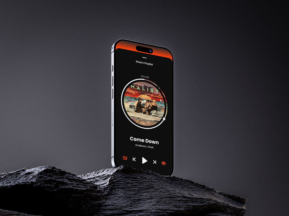 Amp now playing, two screens side by side showing spinning album art