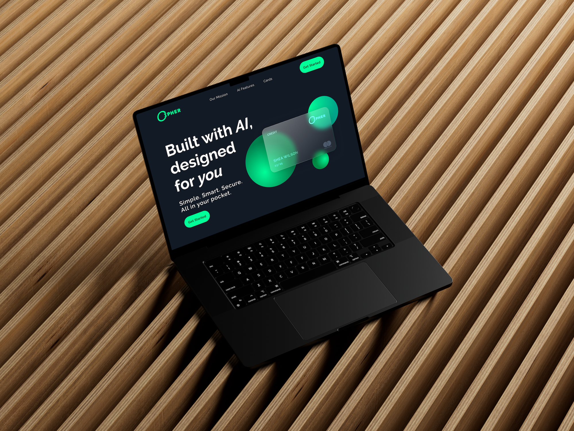 Cipher: AI finance app on a laptop