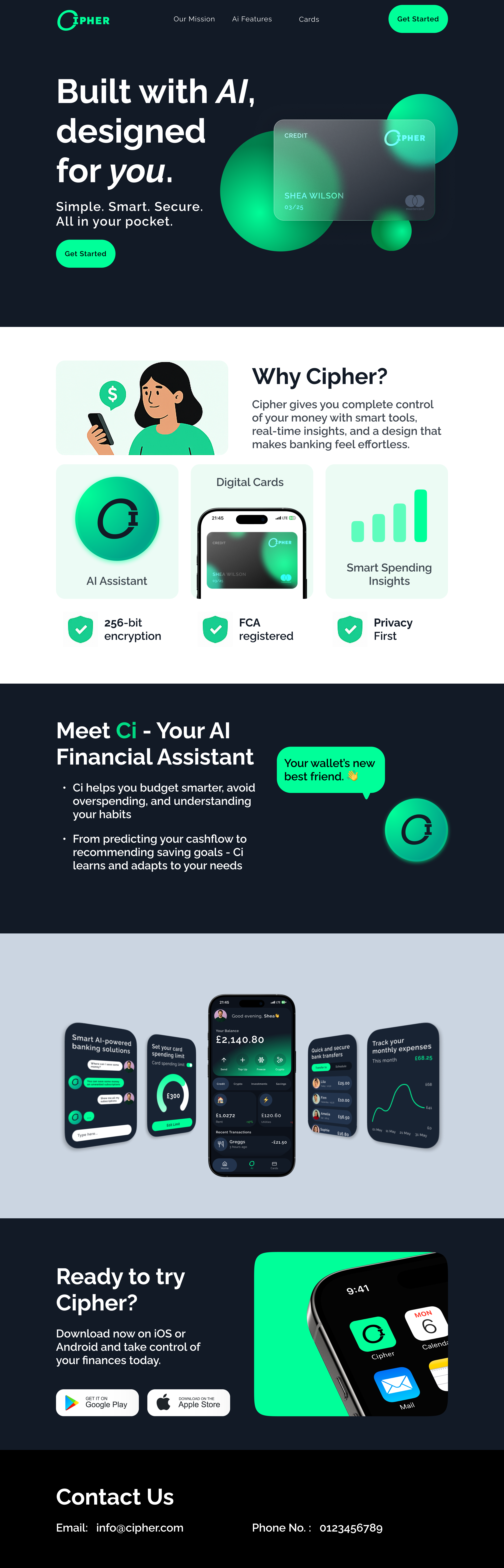 Cipher website landing page